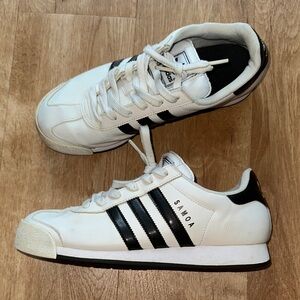 Adidas Samoa White Sneakers with Black Stripes